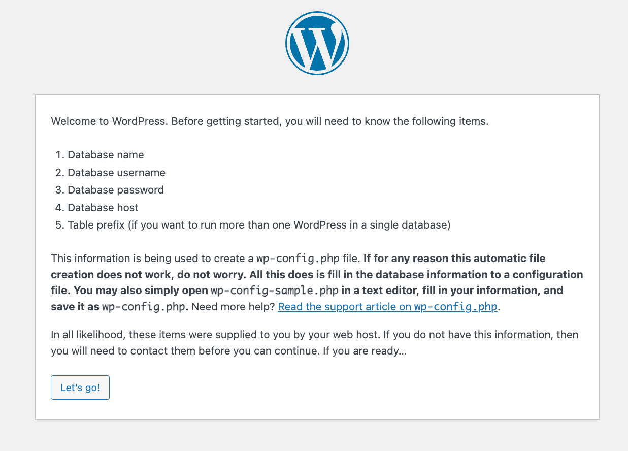 main wp install
