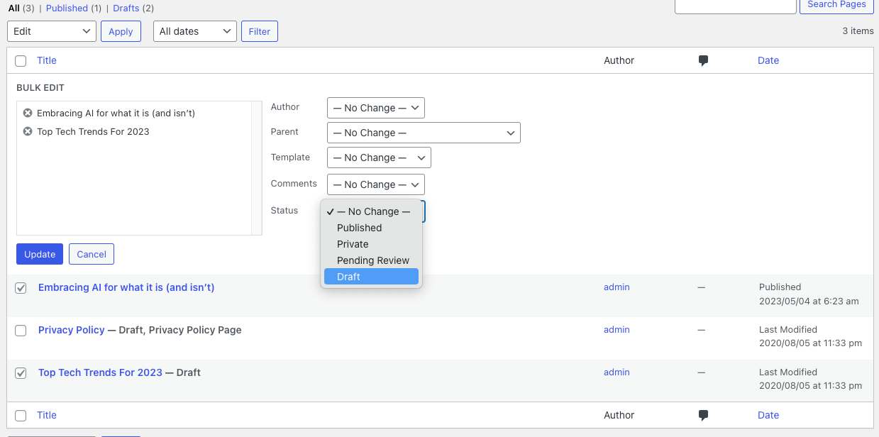 Admin console draft - update.