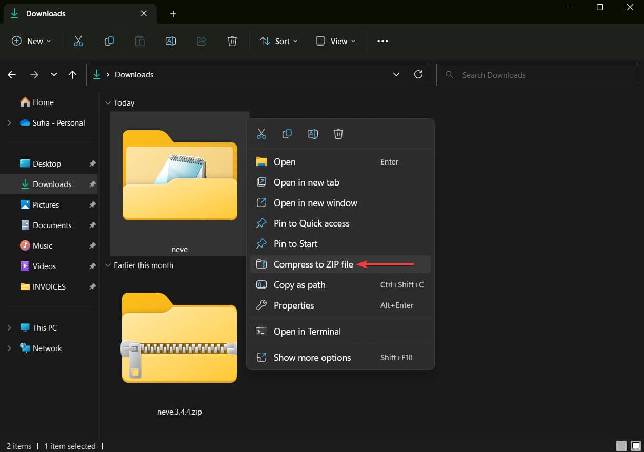 compressing wordpress theme folder to a zip file