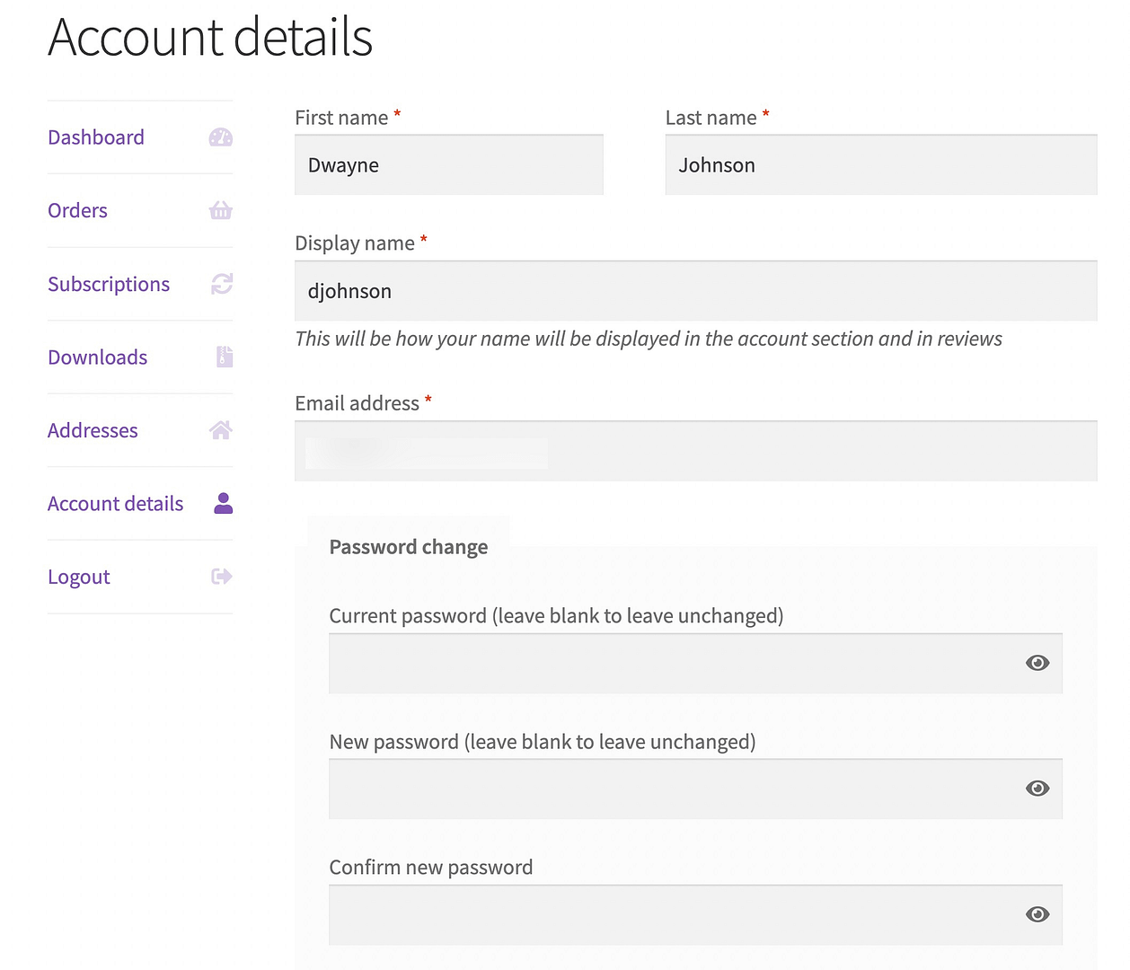 my account WooCommerce shortcode