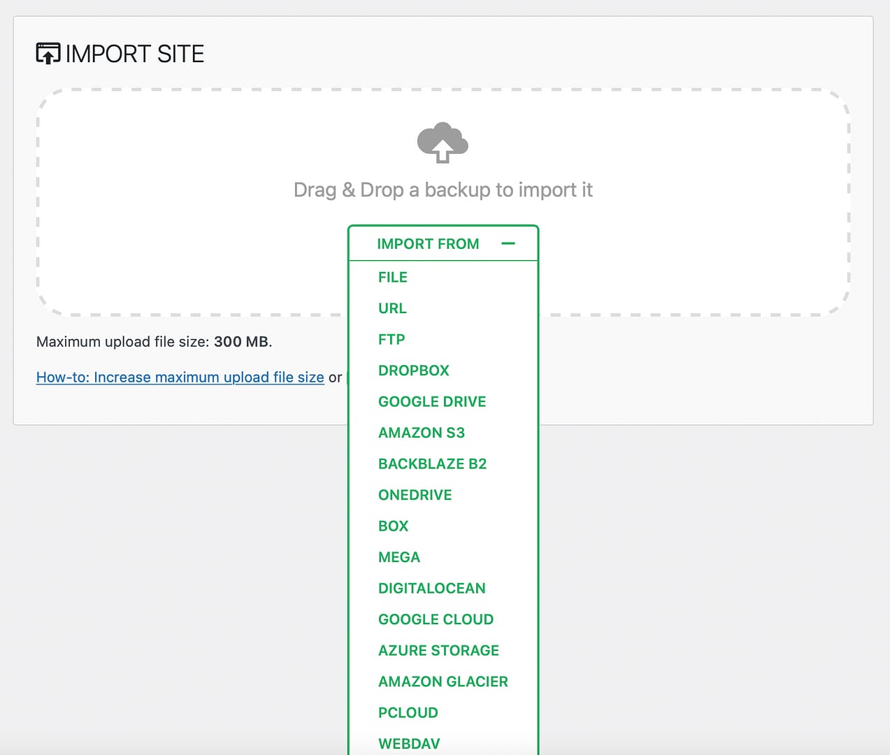 All in One WP Migration imports.