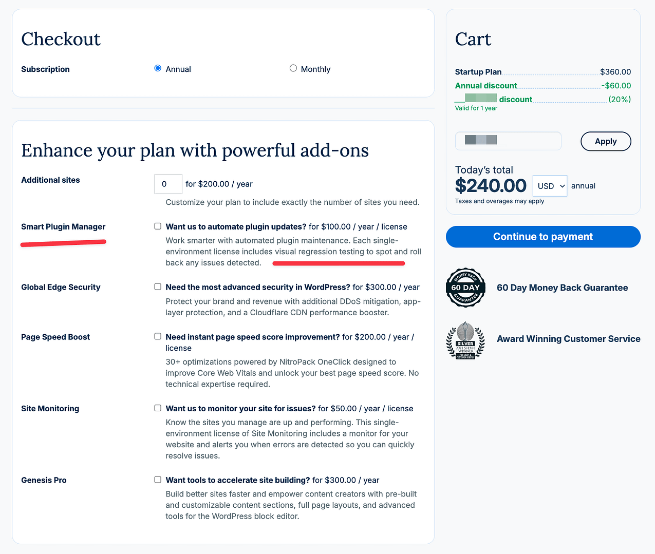 WP Engine checkout