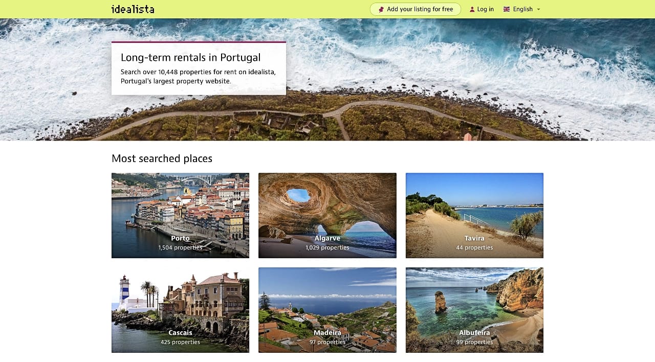 Idealista has one of the best search intent match landing page examples.
