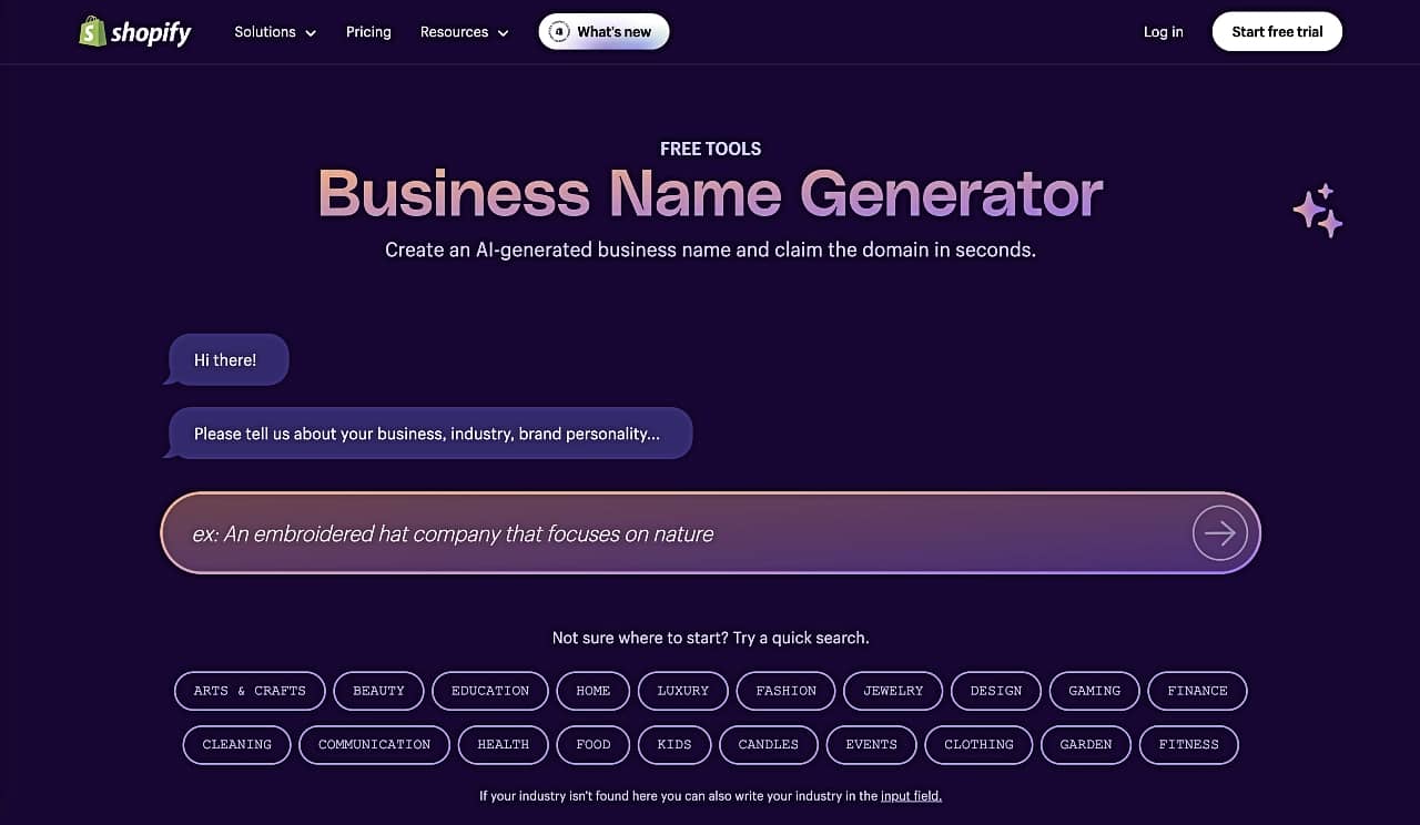 Shopify business name generator