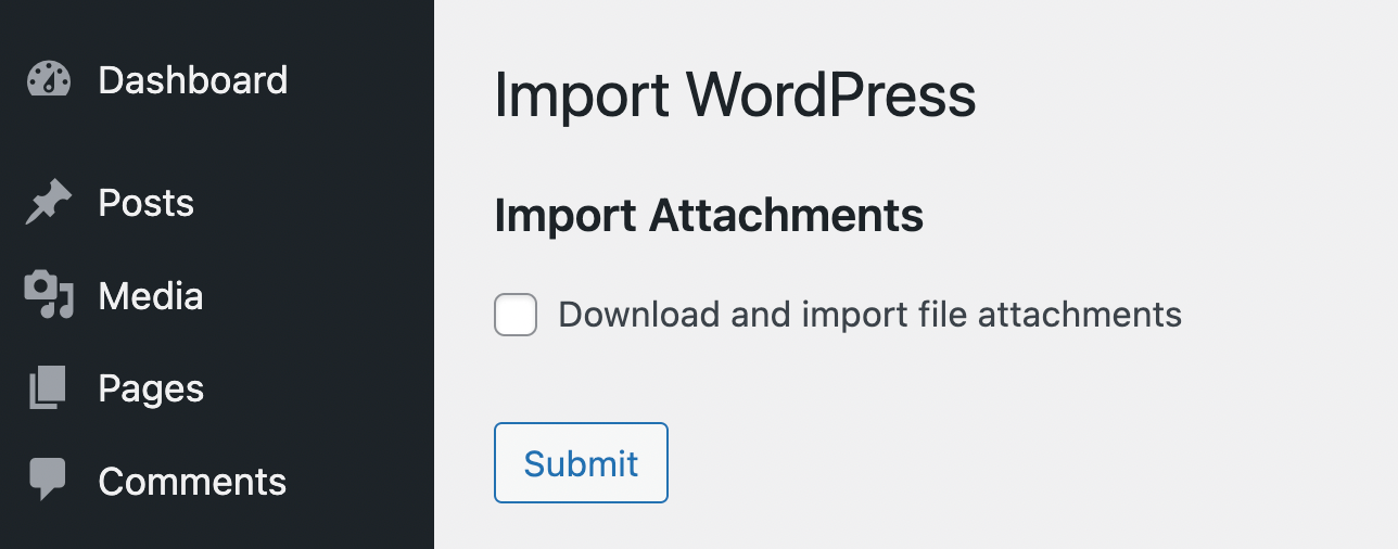 Importing attachments when making the switch from Squarespace to WordPress