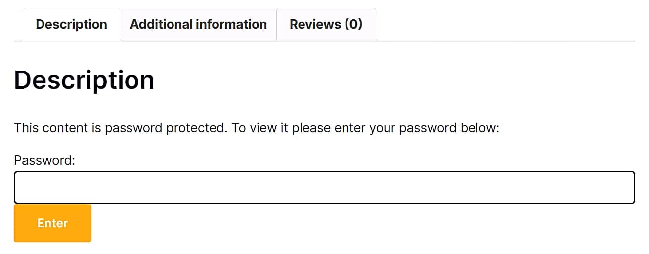The front-end of a password protected WooCommerce product.