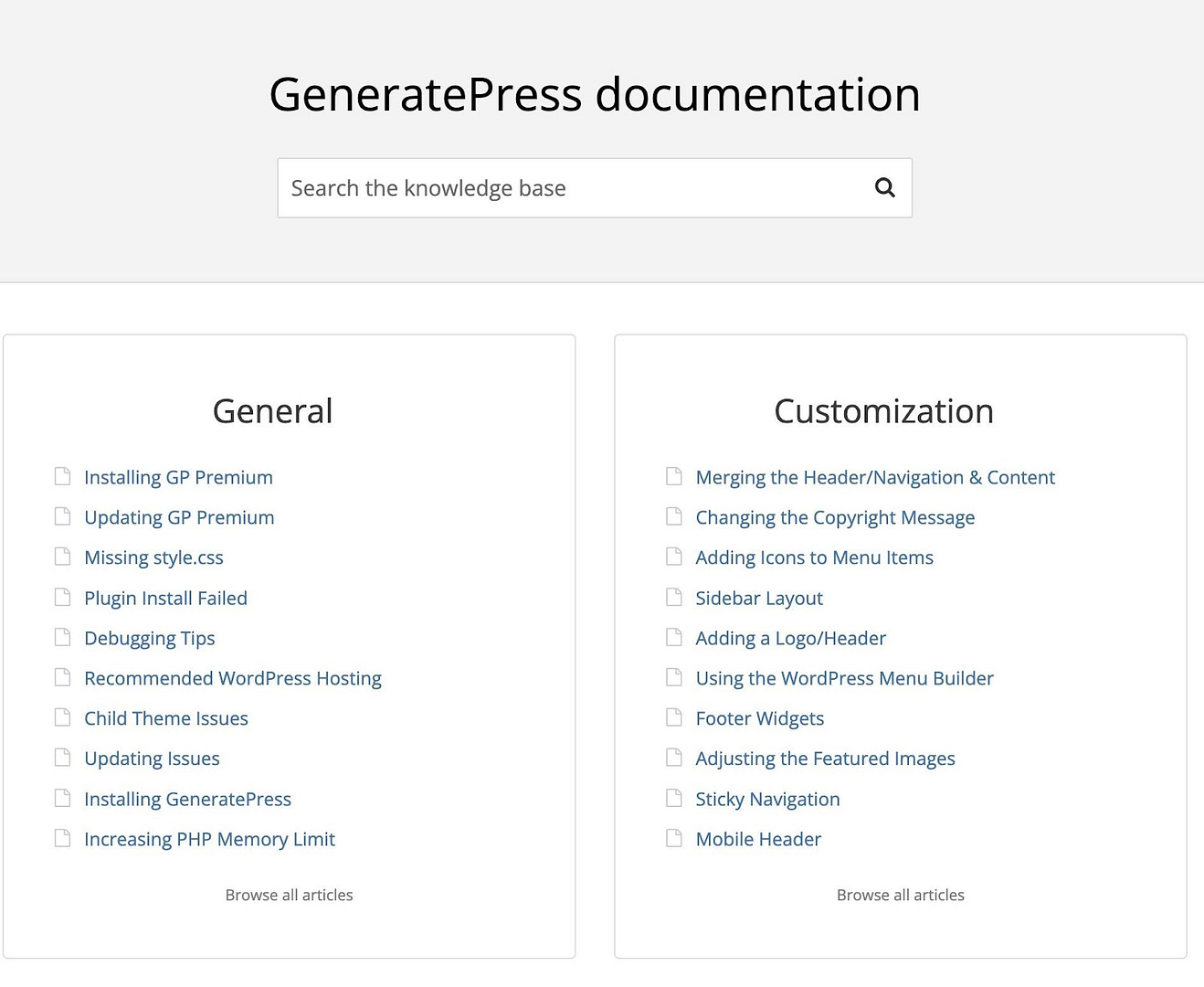 GeneratePress review of the documentation.