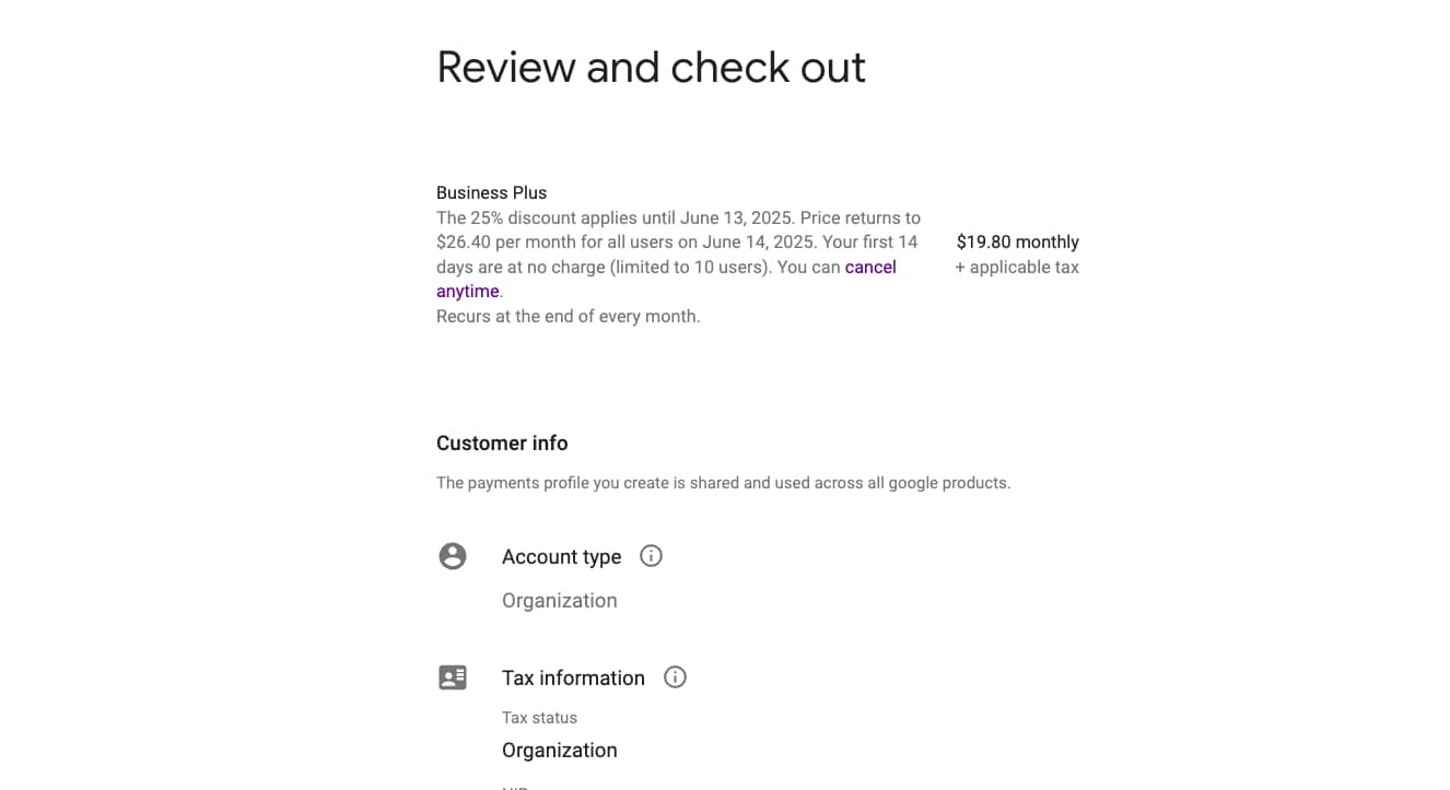 checkout setup form