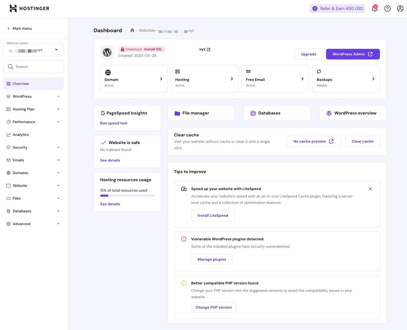 Hostinger panel