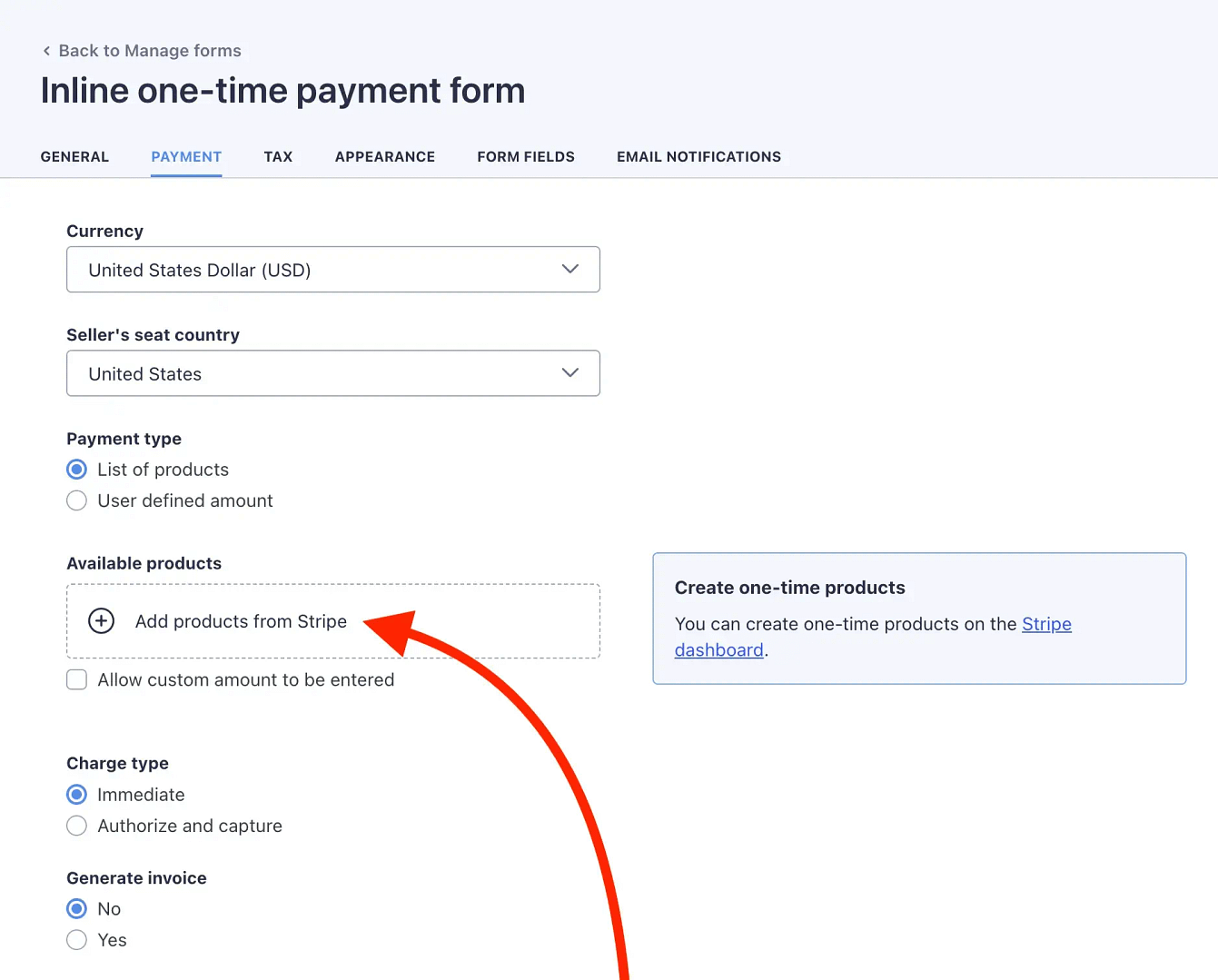 Adding product from Stripe to WordPress.