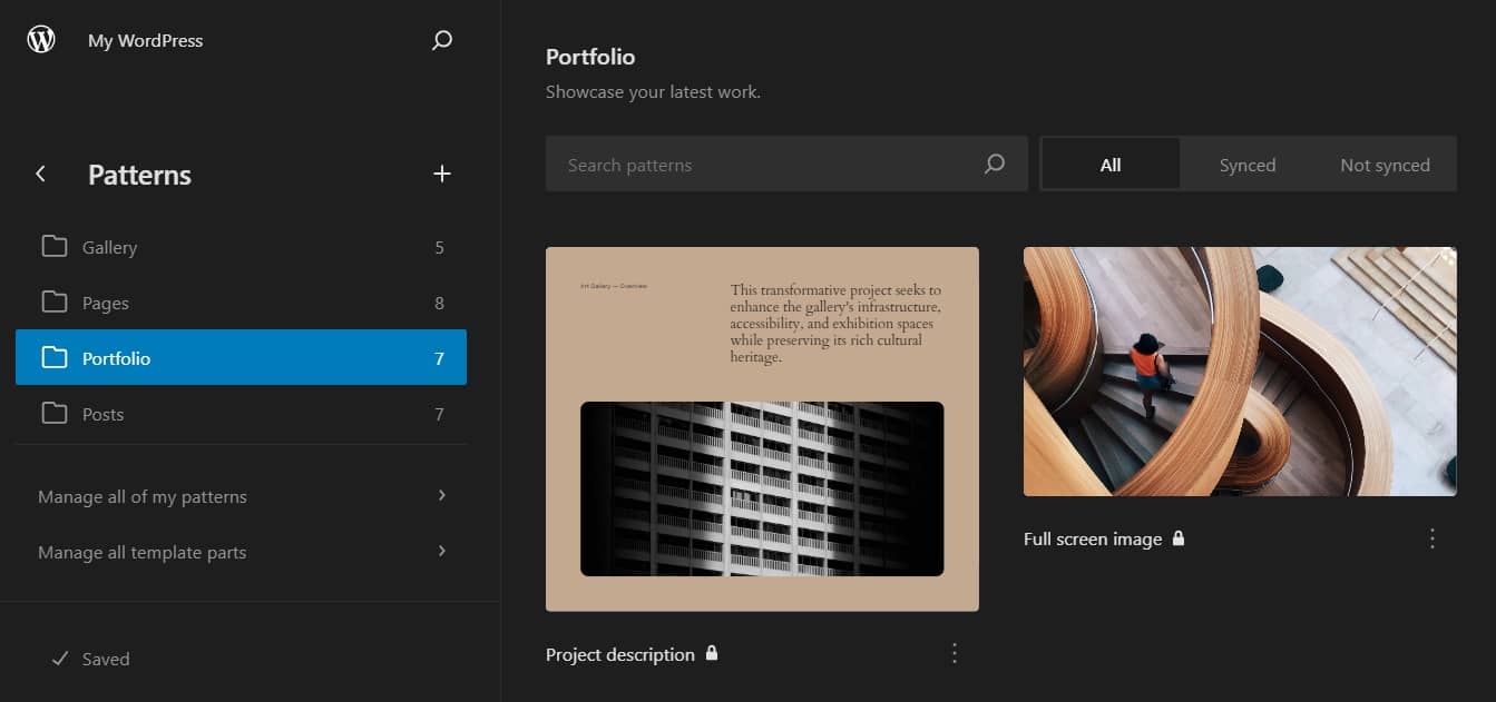 Portfolio patterns.