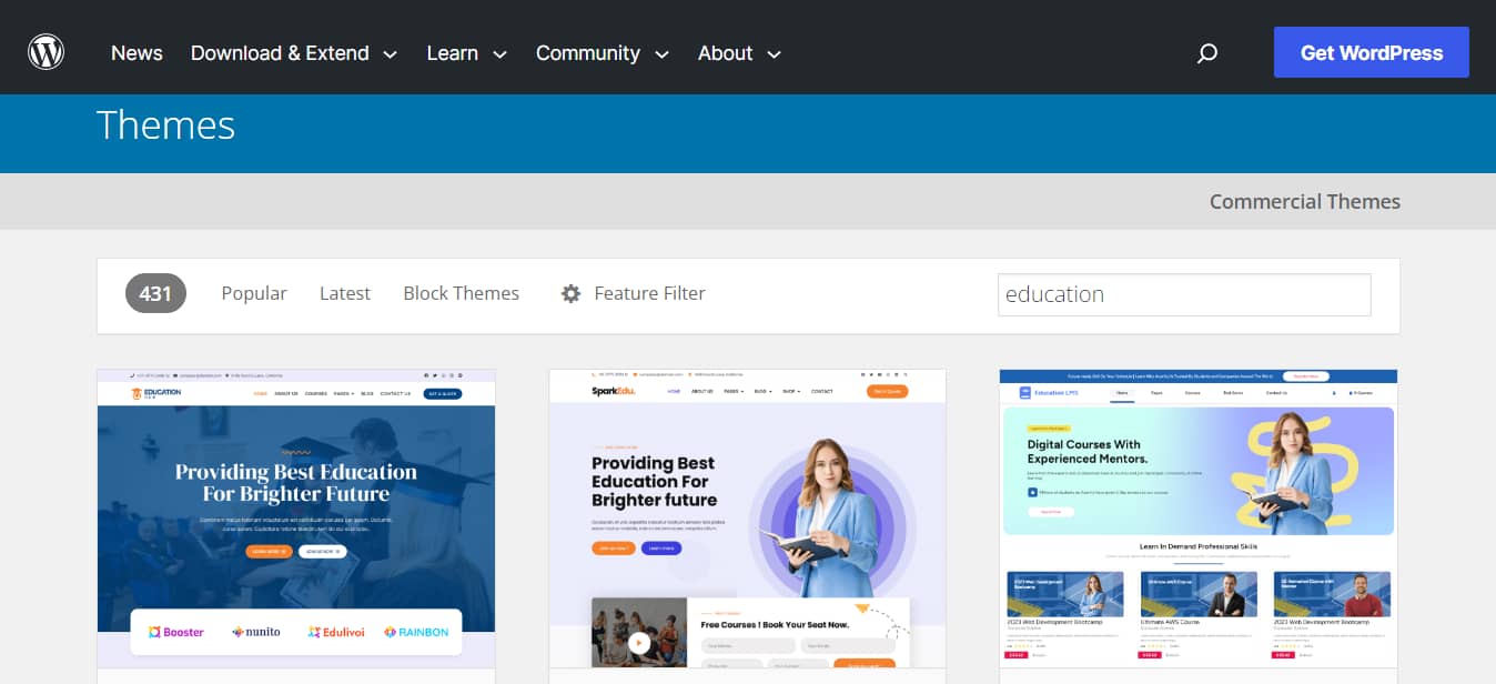 Best website builder for teachers: WordPress themes for education sites.