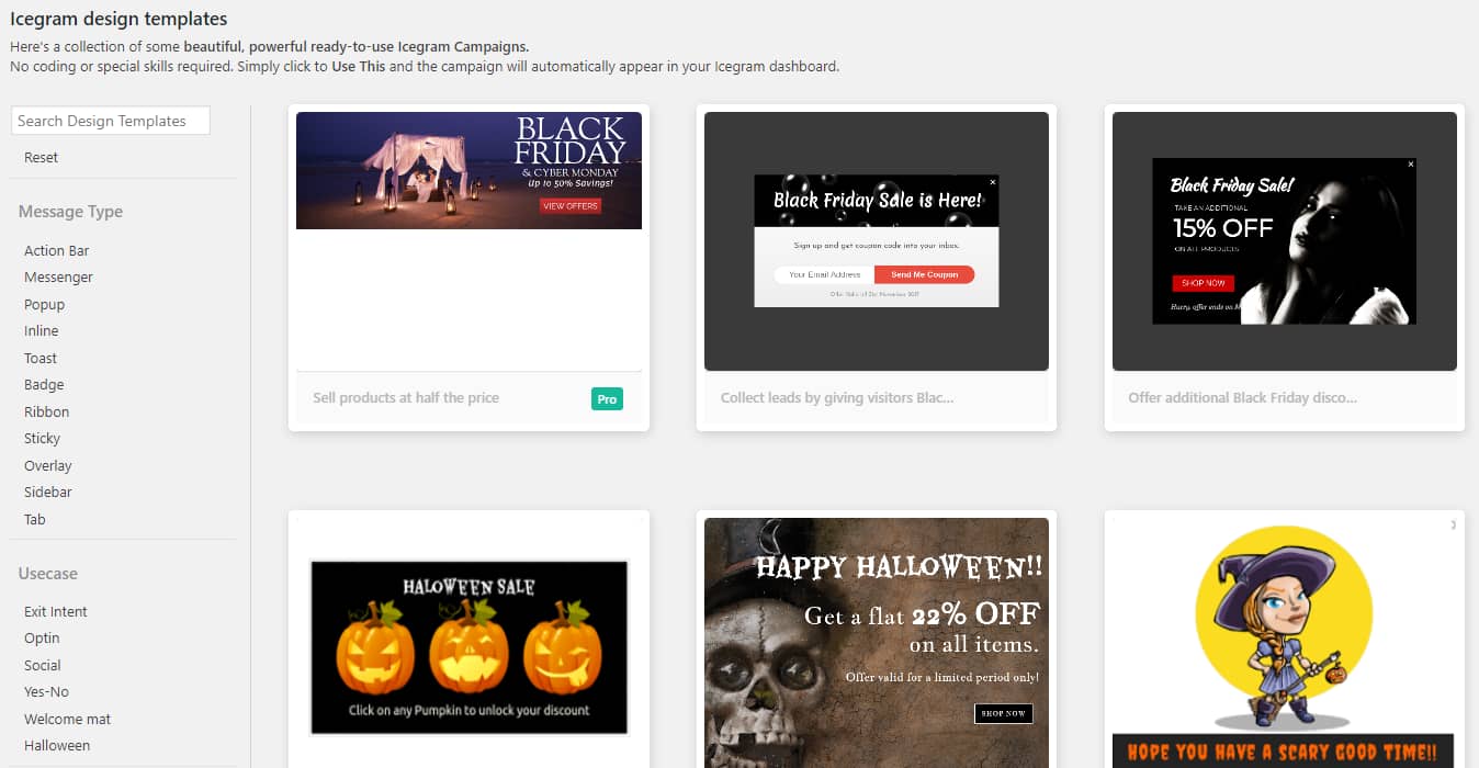 These templates are what you'll use for your welcome message