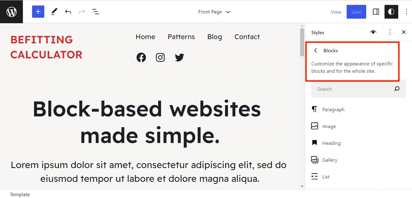Styling blocks in the Full Site Editor.