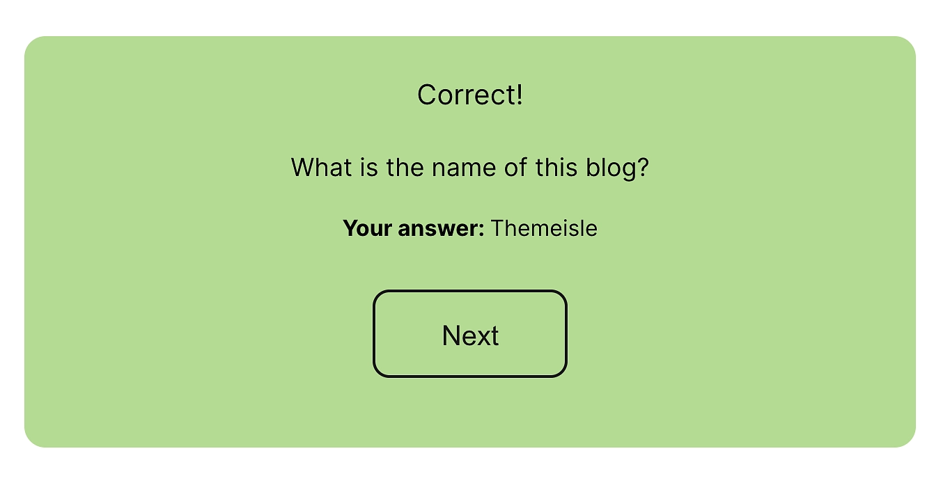 What a correct answer result looks like.