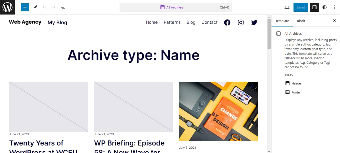 Editing the archive template to create a custom WordPress category page