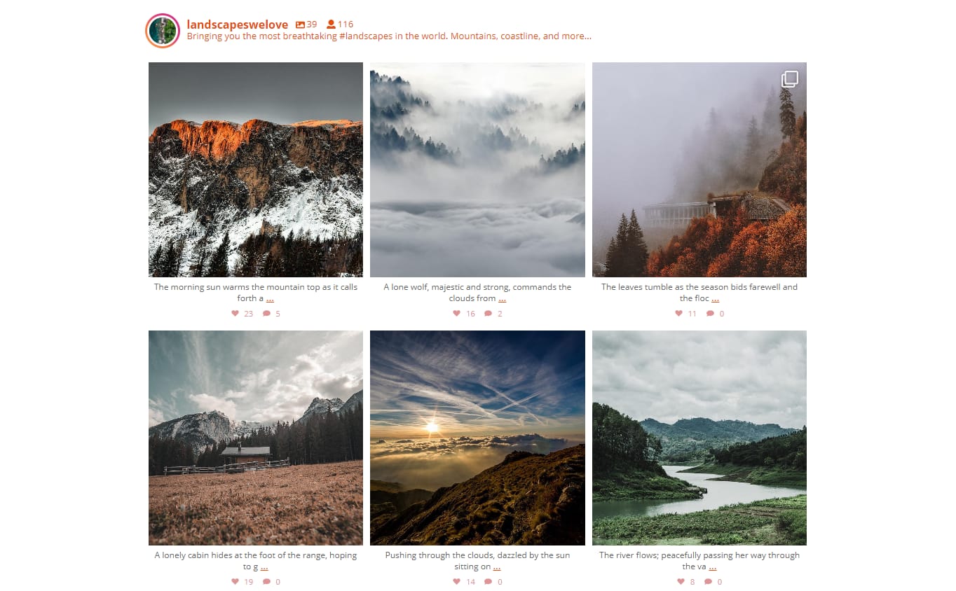 Smash Balloon WordPress Instagram plugin: feed demo.