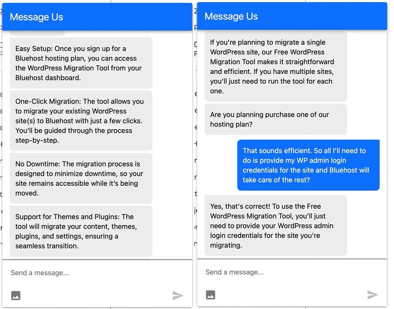 Bluehost support describing WordPress Migration Tool.