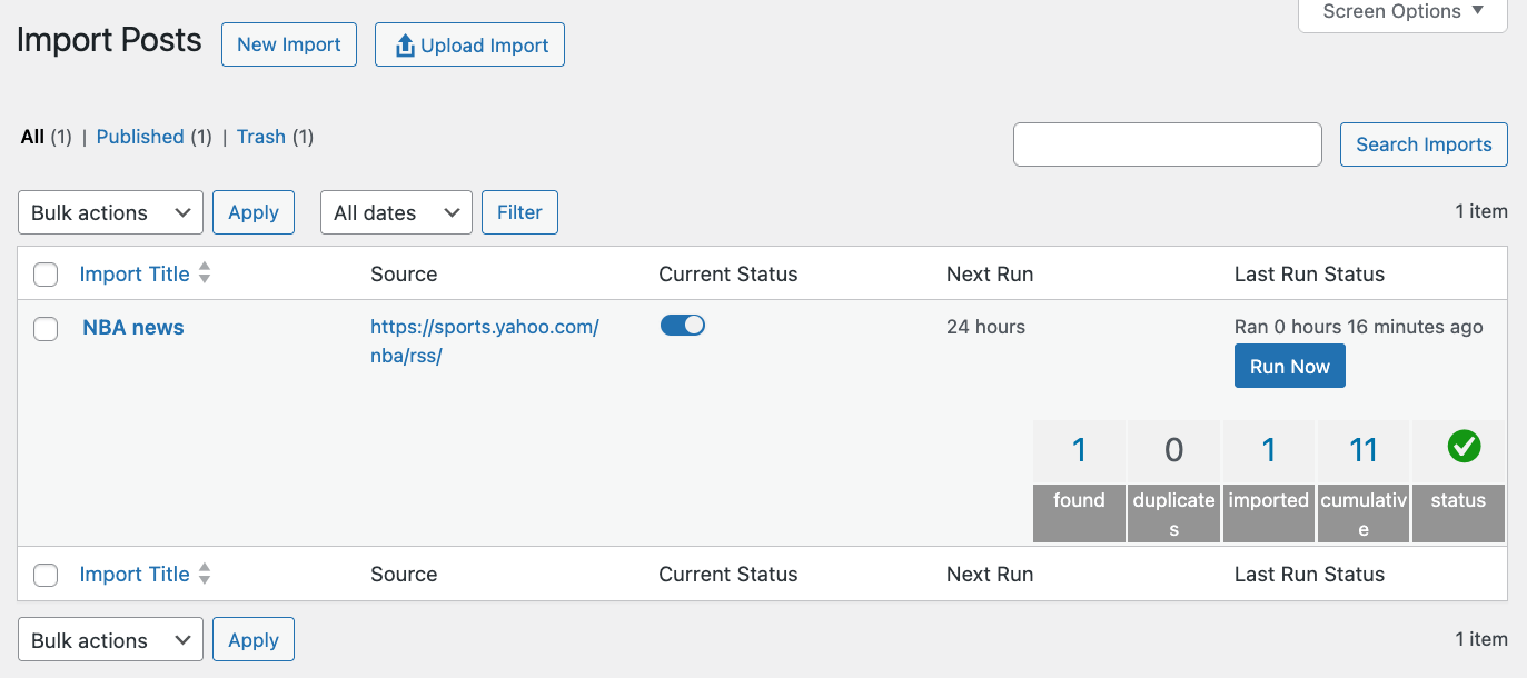 running feed