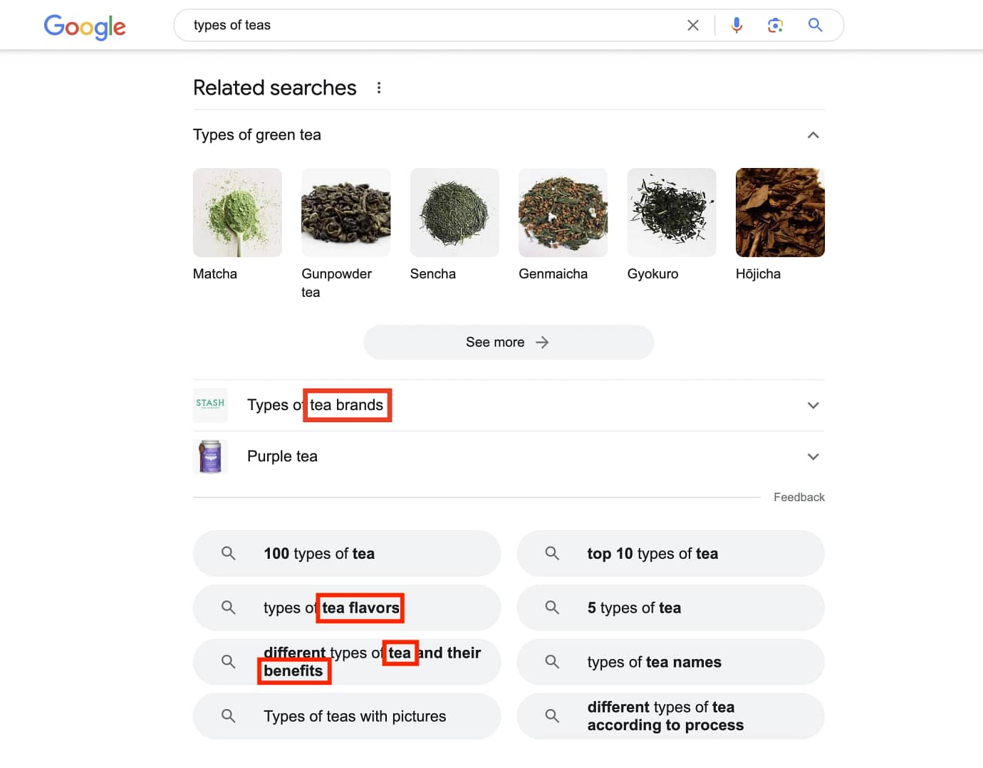 Related search information from Google where you can get additional keyword ideas.