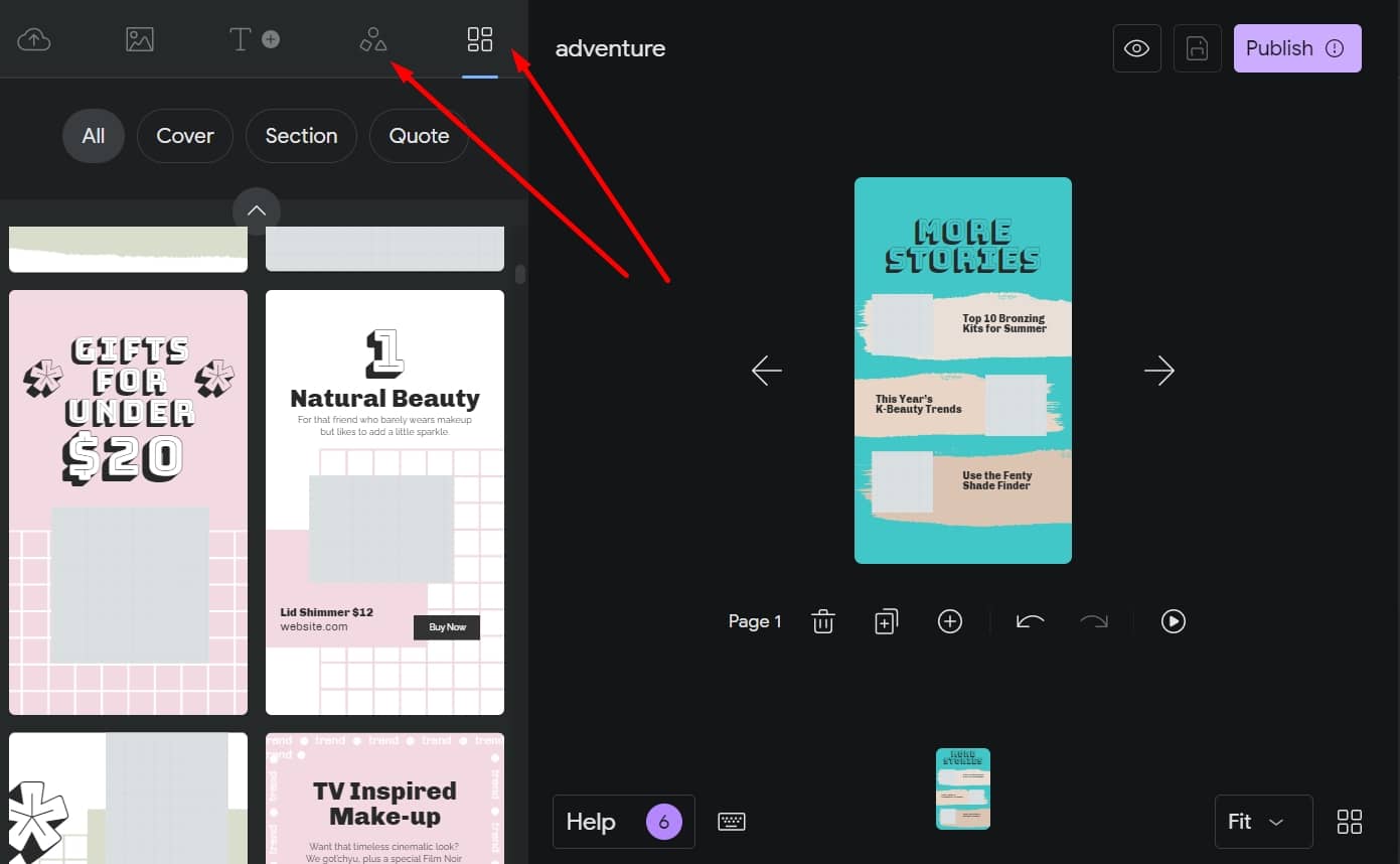 WordPress web stories layouts
