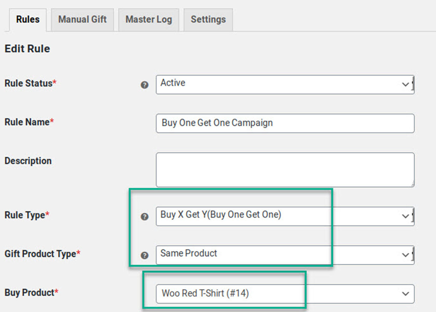 rule and gift types for WooCommerce free gift coupon