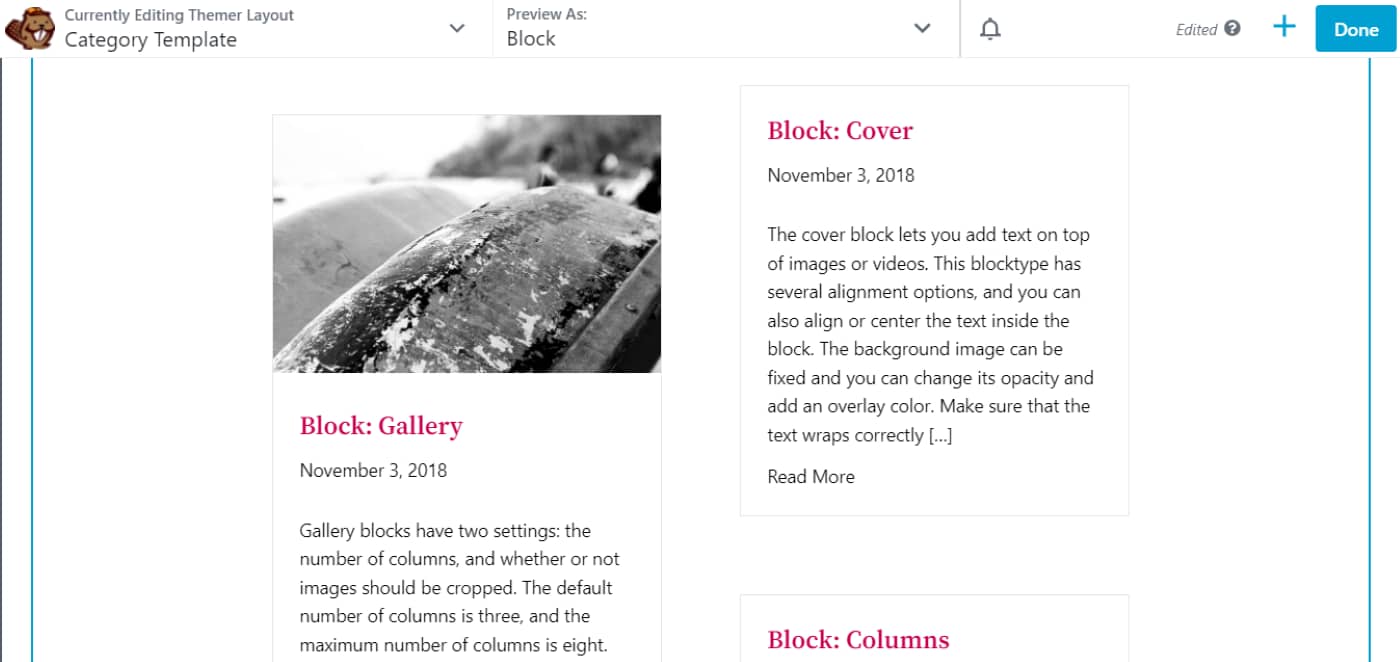 Changing the layout of the posts in the category page