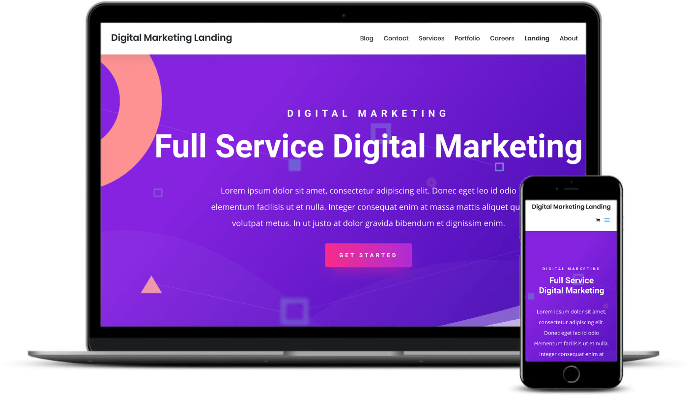 Divi on desktop and mobile.