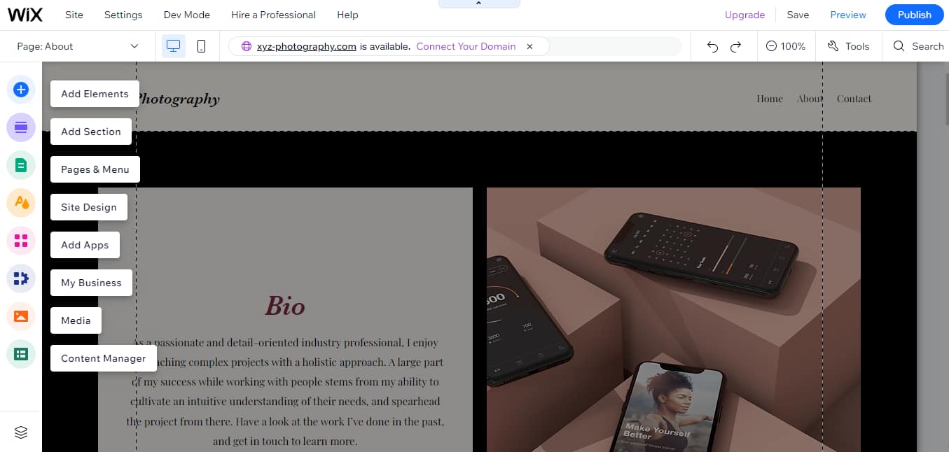 The Wix AI website builders.