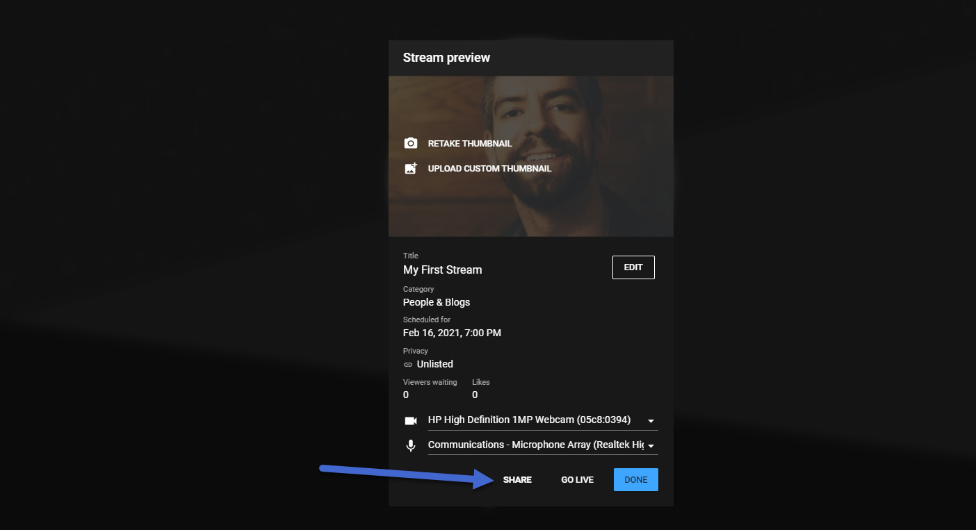 upload a thumbnail and provide a title