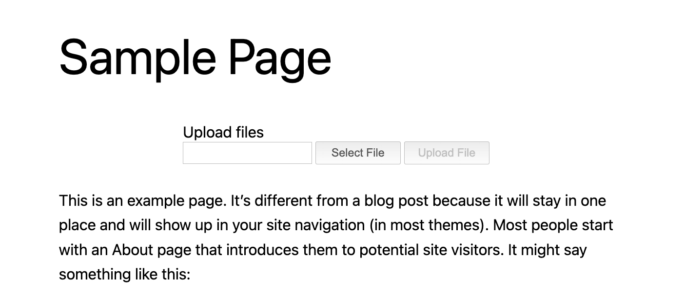 file upload form on your page