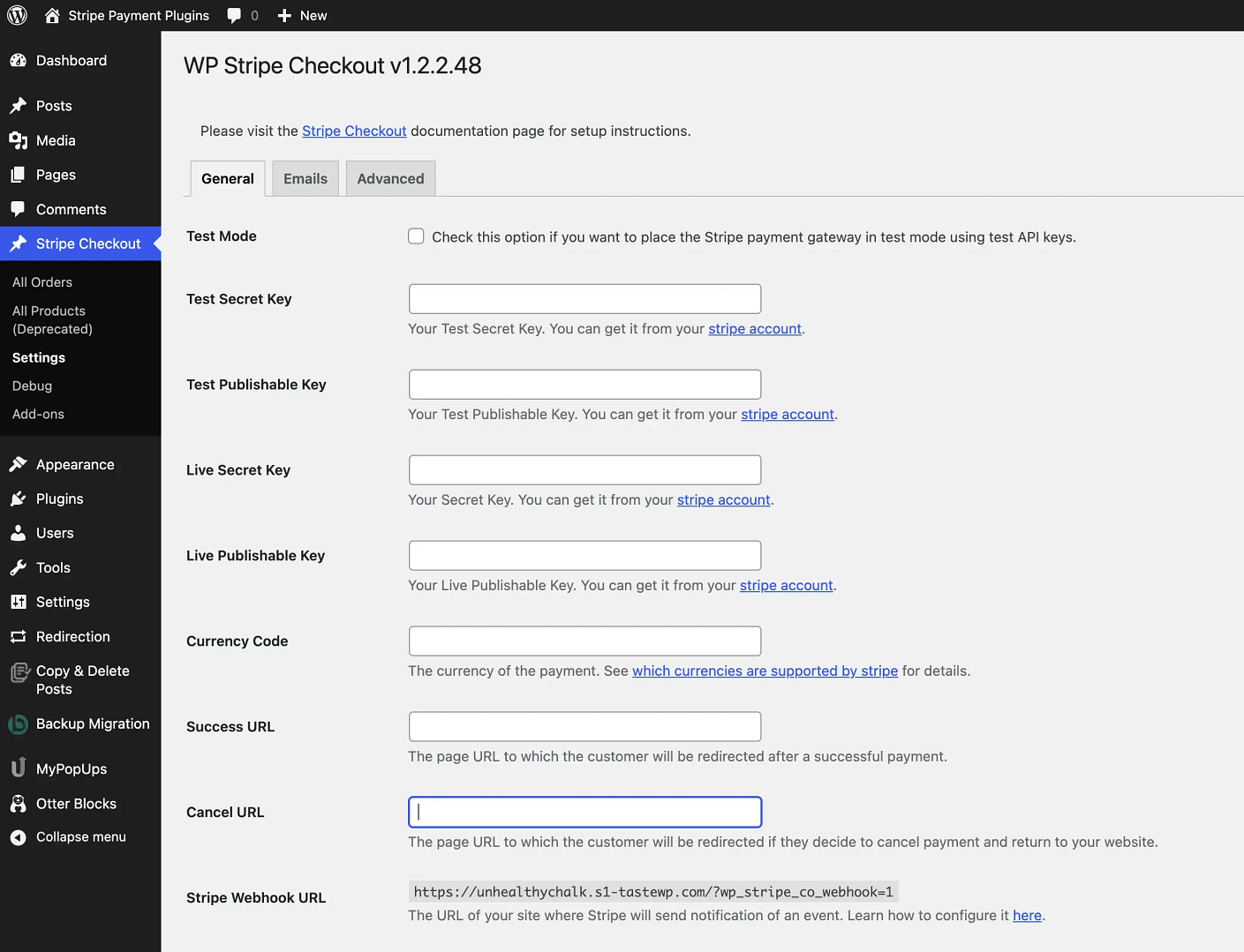 WP Stripe Checkout interface screenshot.