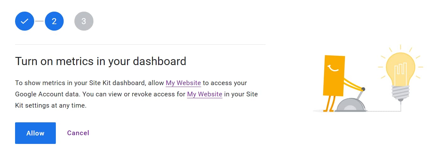 Enable metrics in Site Kit.