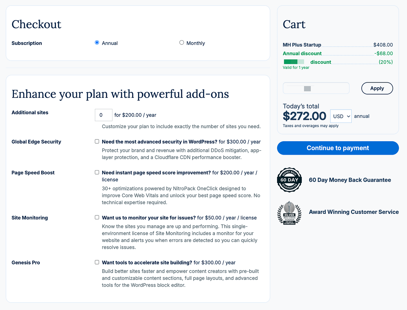 WP Engine checkout