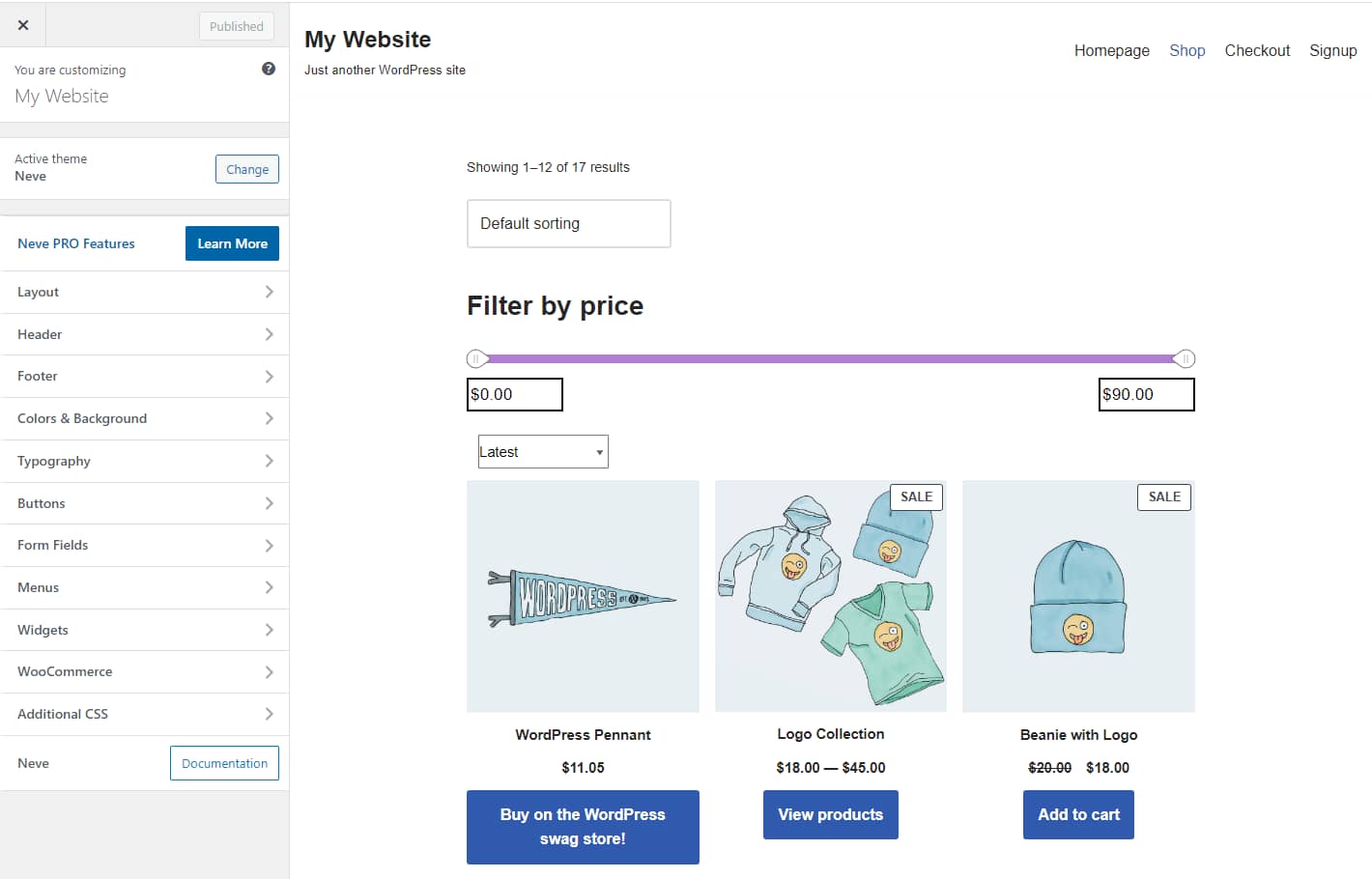 Use the WordPress Customizer to edit WordPress header.