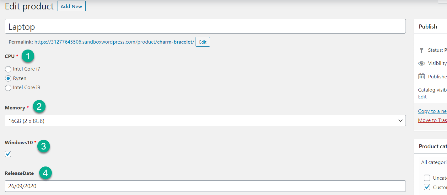 viewing the custom fields WooCommerce