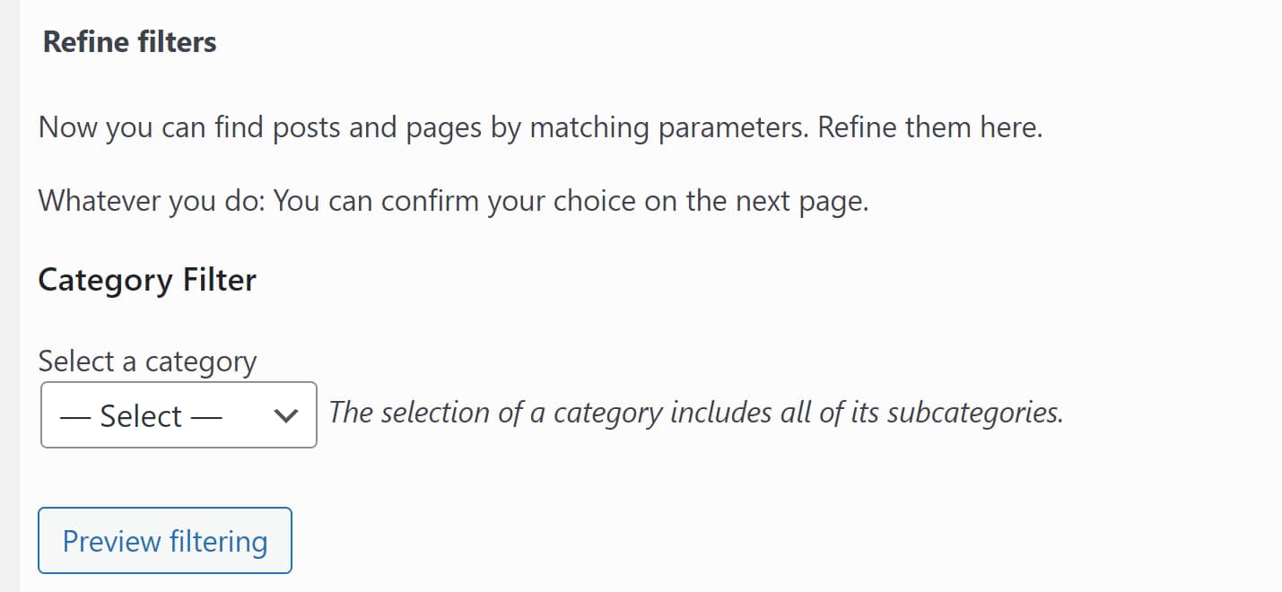 Select a filter to bulk edit featured images in WordPress