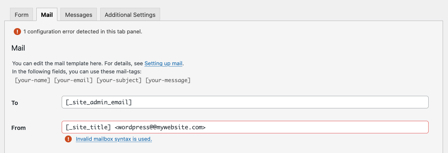 invalid email