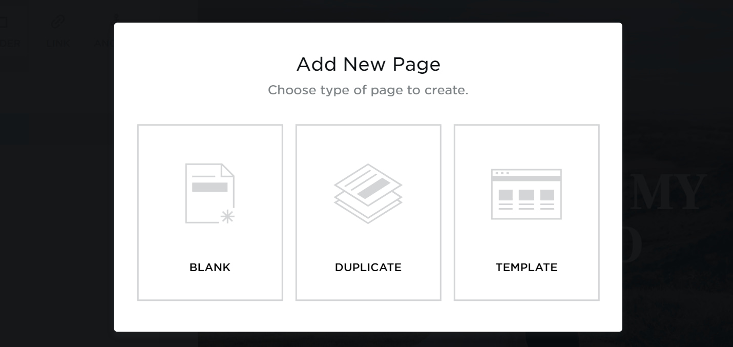 Adding a new page using the Web.com site builder.