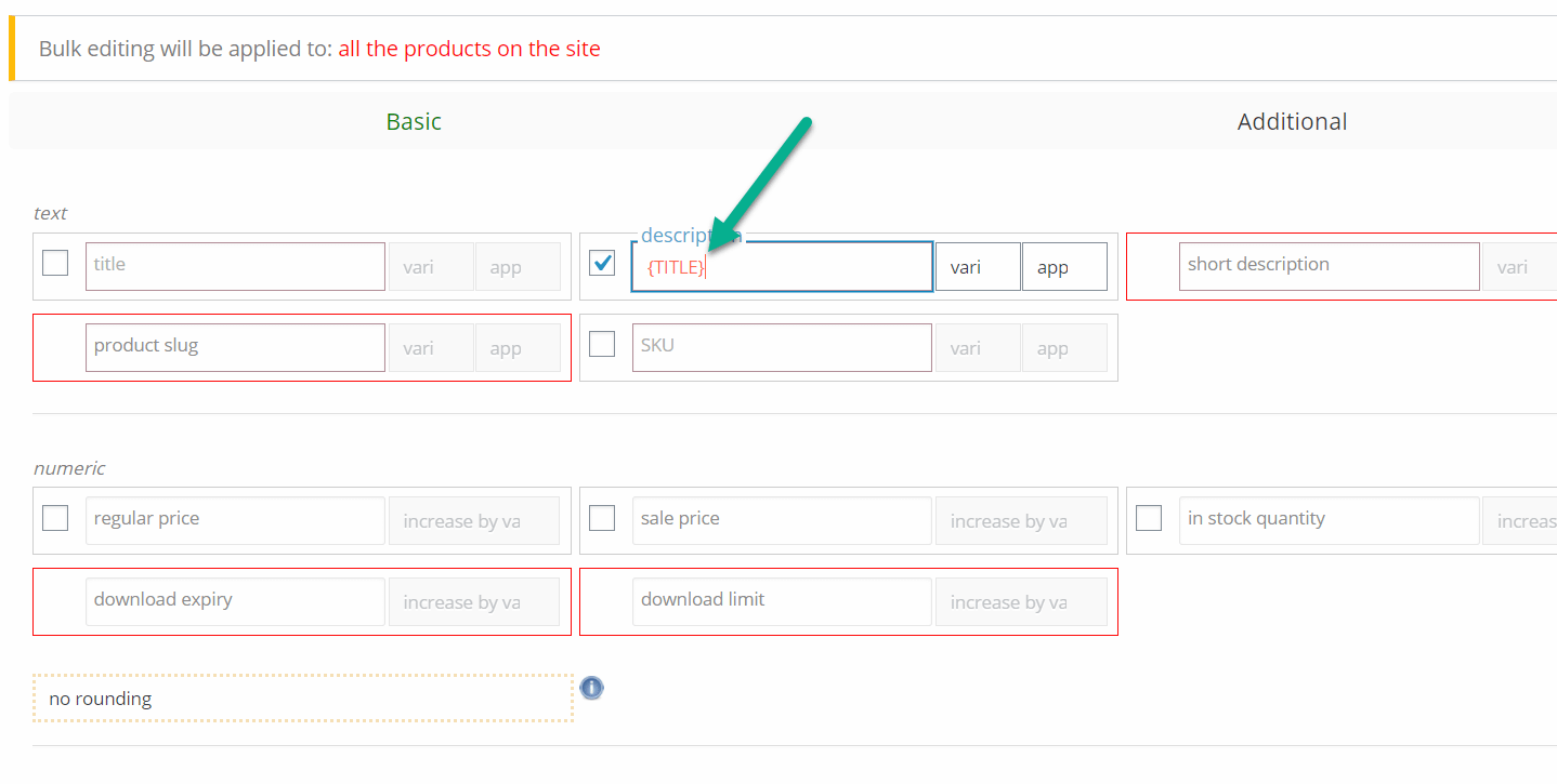 title tag to bulk edit WooCommerce products