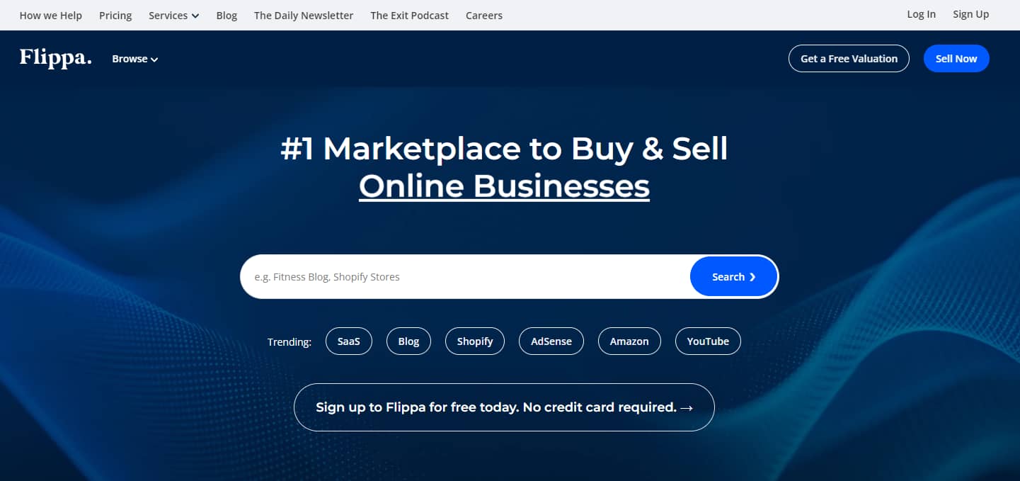 Flippa home page