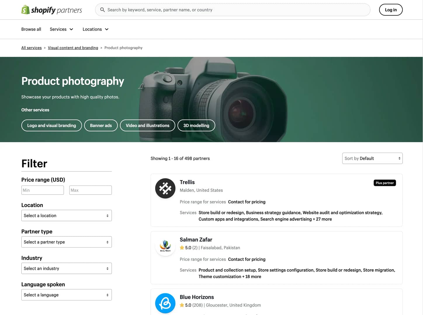 Finding product photographers.
