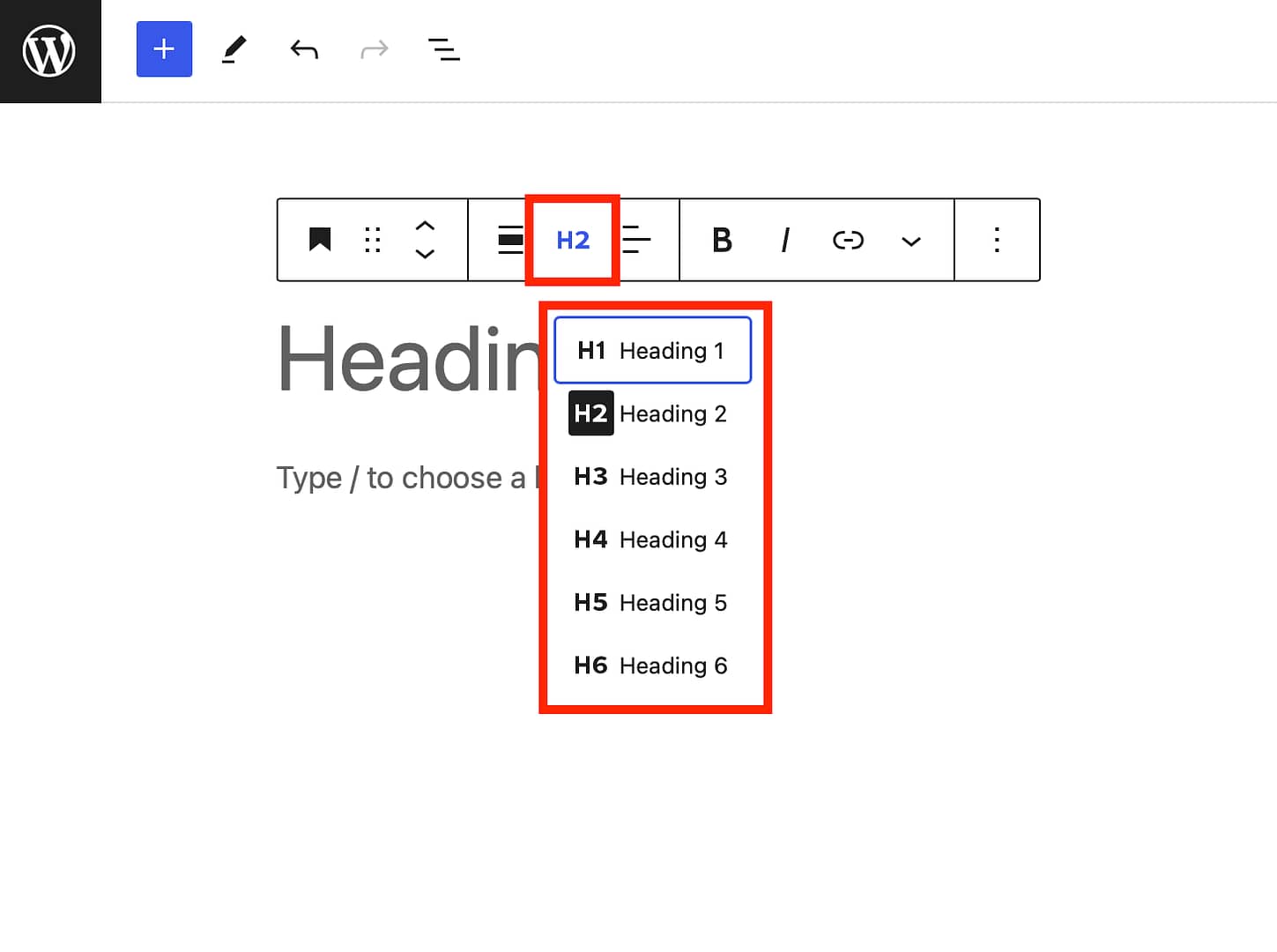 Add Heading Tag using the Heading Block