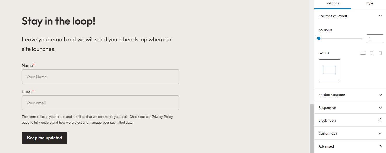 LightStart signup form