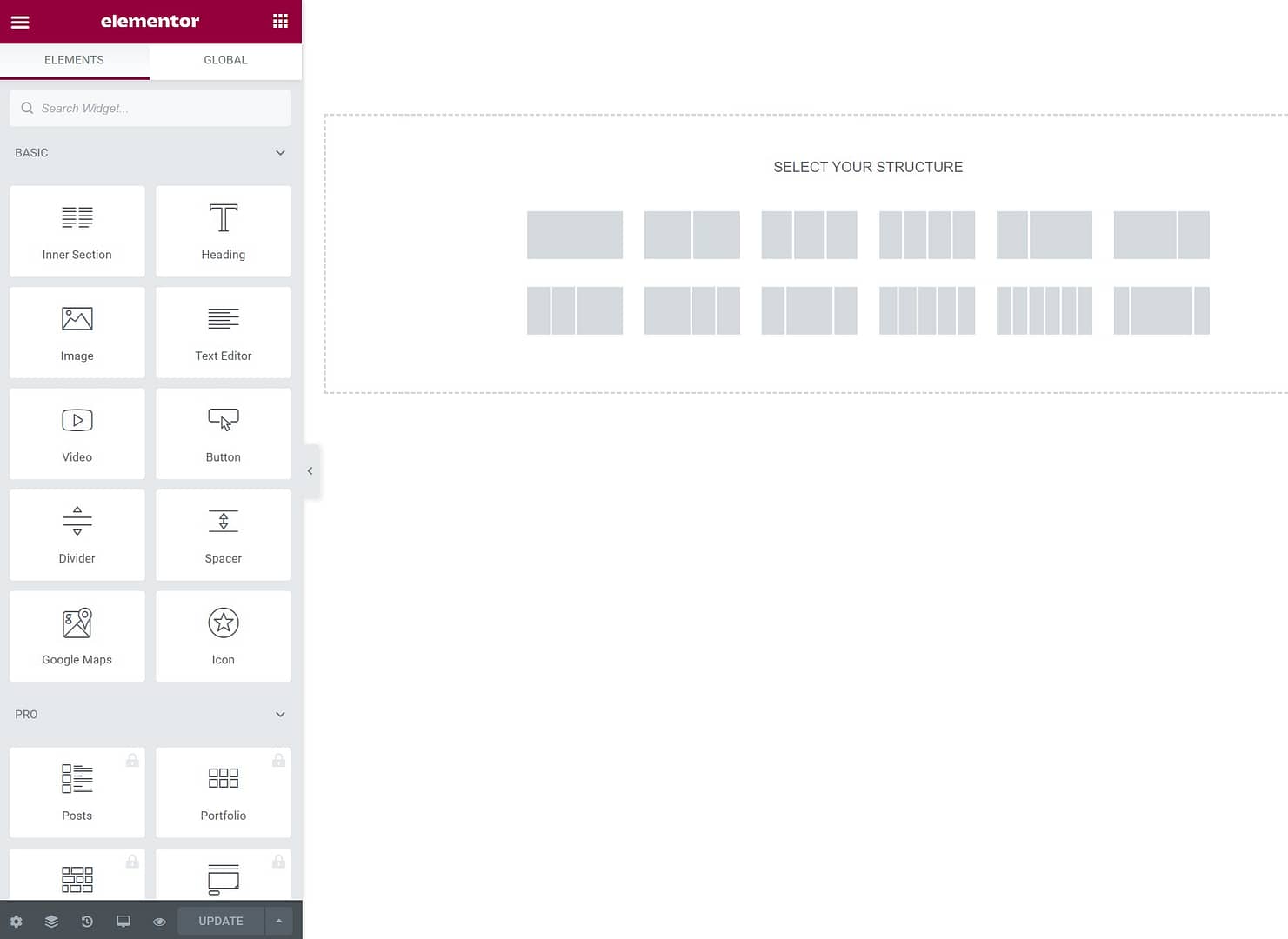 Edit footer with Elementor