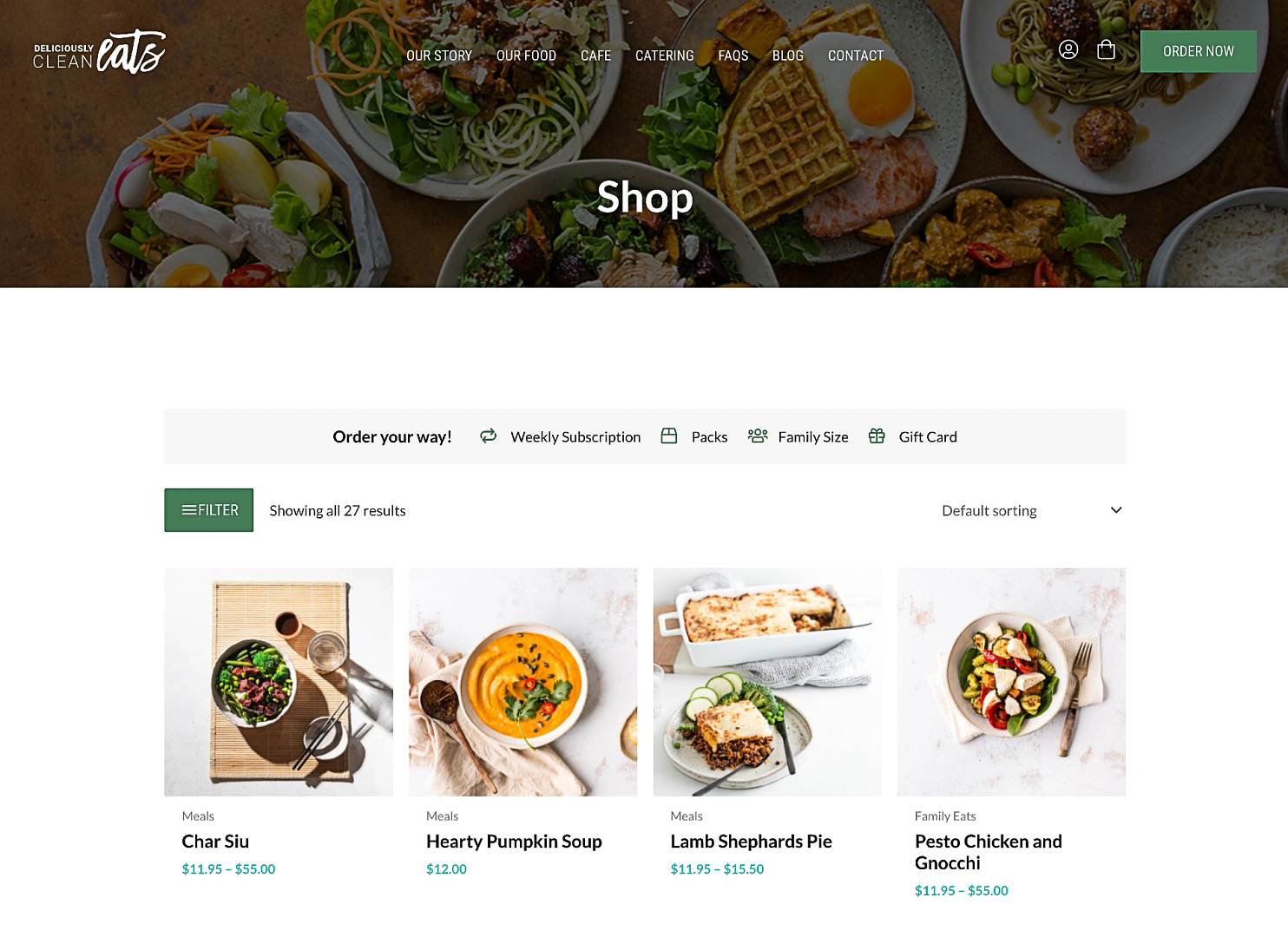 Restaurant menu powered by WooCommerce