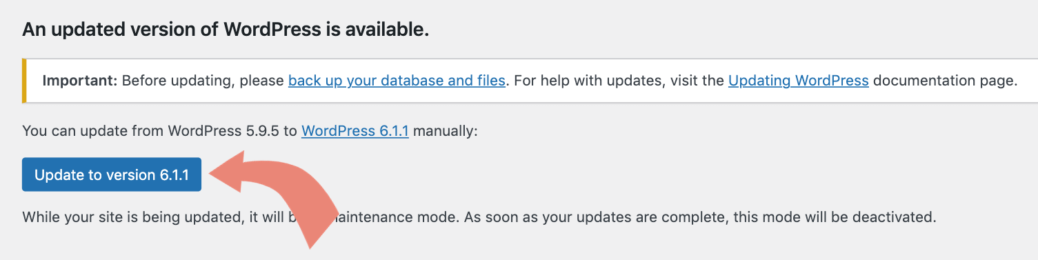 How to update WordPress core files.