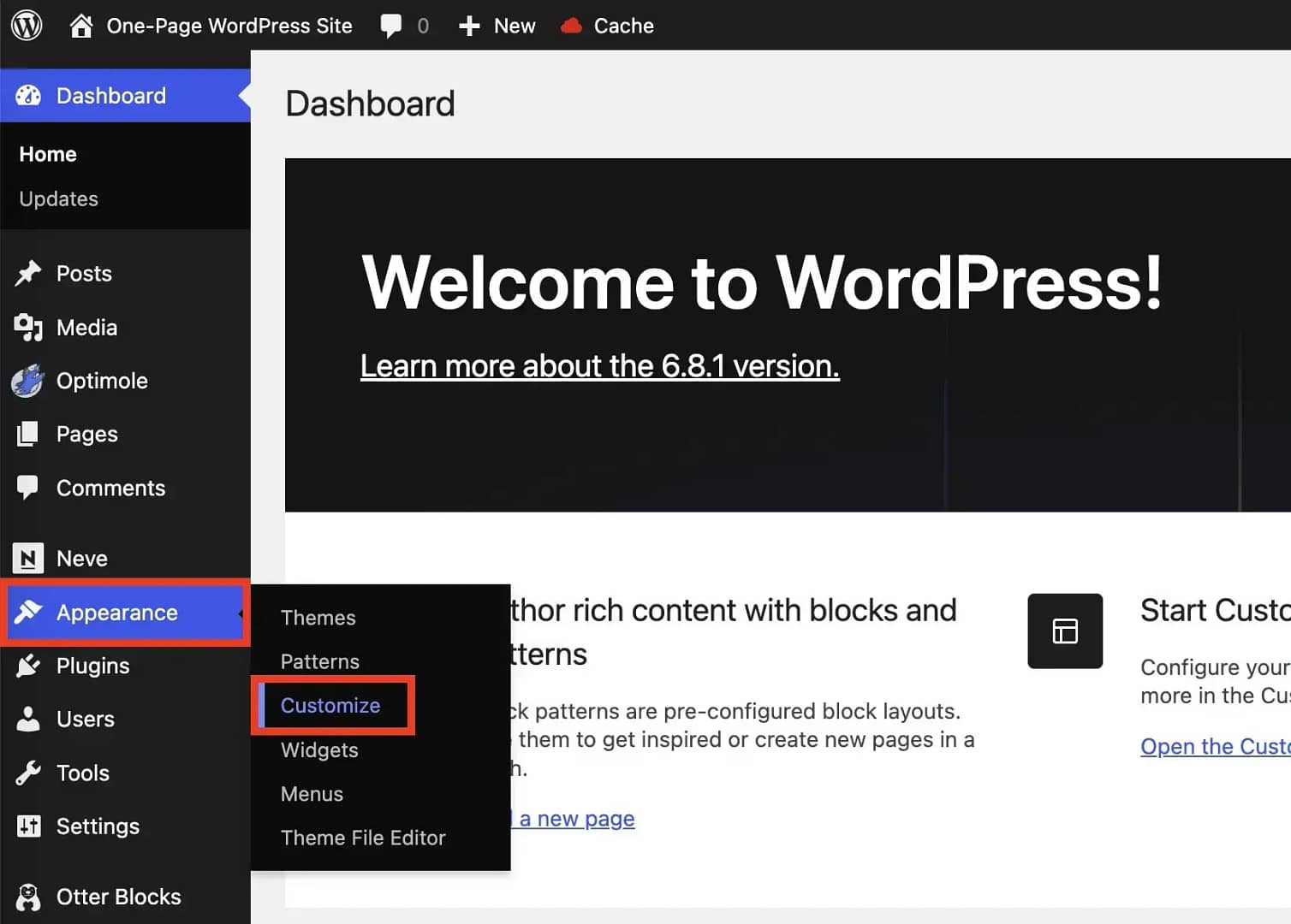 Accessing the Customizer from wp admin