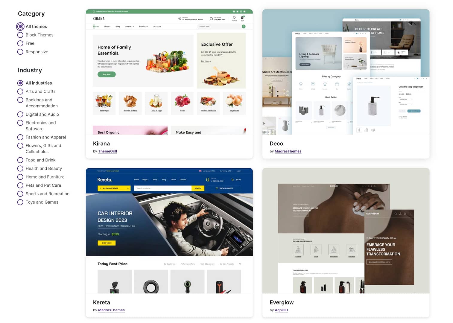 WooCommerce themes.
