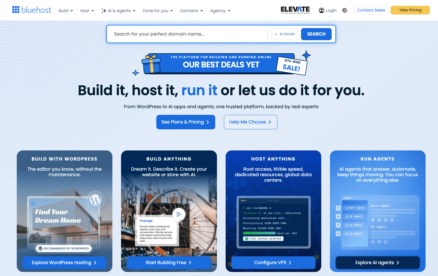 Bluehost homepage